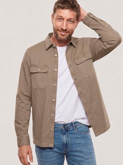 überfärbte Hemd-Jacke Camel