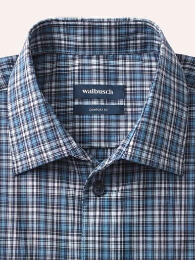 Extraglatt-Hemd Tropical Karo Marine