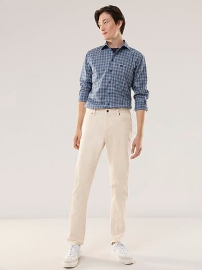 Extraglatt-Hemd Tropical Karo Marine