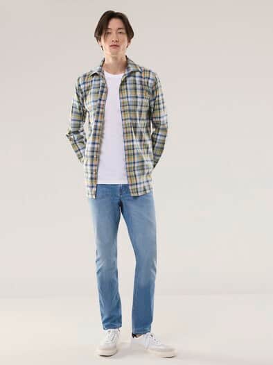 Extraglatt-Hemd Tropical Karo Schilf