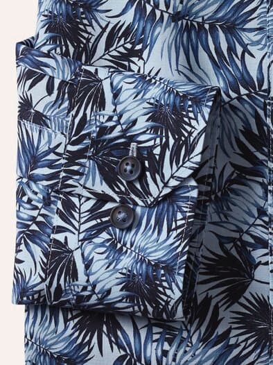 Extraglatt-Hemd Tropical Druck Blau