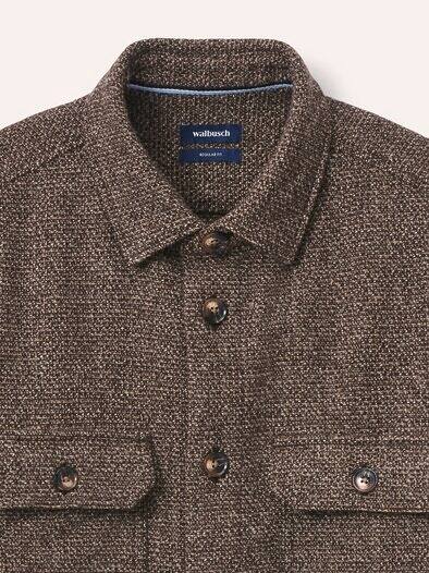 Hemd-Jacke Woll-Mix Braun/Beige