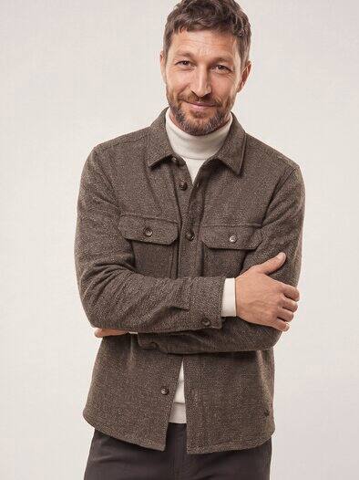 Hemd-Jacke Woll-Mix Braun/Beige