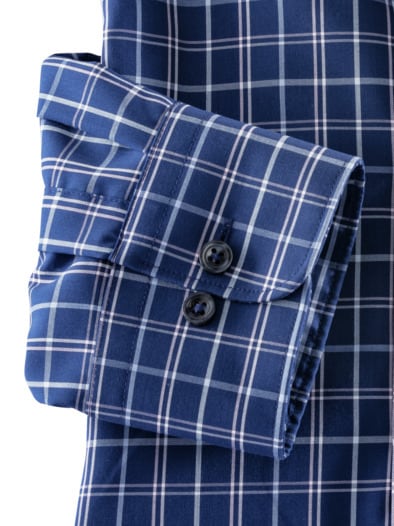 Extraglatt-Hemd Kent-Kragen Karo Navy/Rose