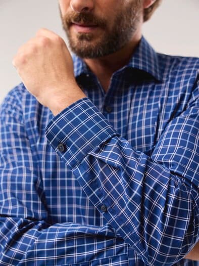 Extraglatt-Hemd Kent-Kragen Karo Navy/Rose