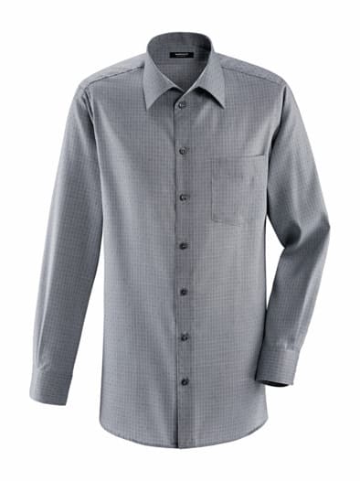 Extraglatt-Hemd Walbusch-Kragen Gitterkaro Grau