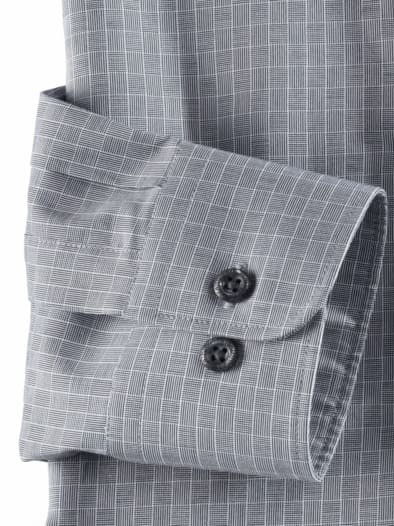 Extraglatt-Hemd Walbusch-Kragen Gitterkaro Grau