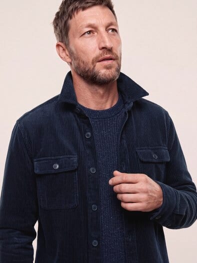 Overshirt aus Breitcord Marine