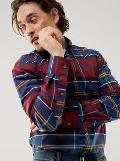 Diamanten Twill-Hemd Karo Bordeaux