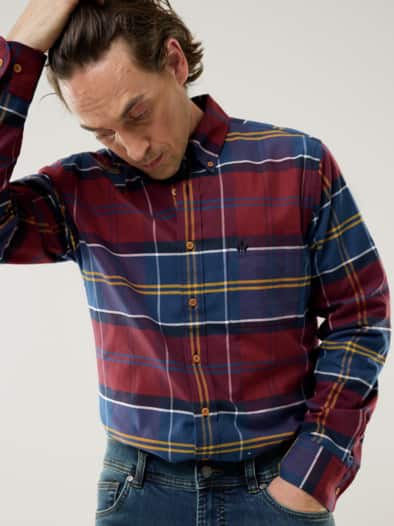 Diamanten Twill-Hemd Karo Bordeaux