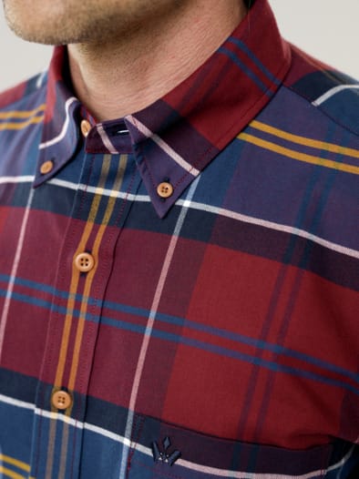 Diamanten Twill-Hemd Karo Bordeaux