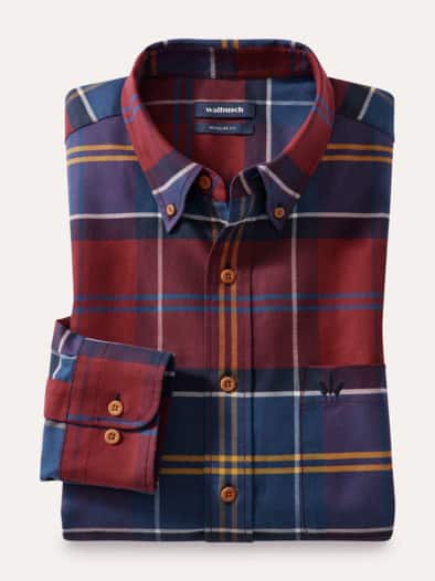 Diamanten Twill-Hemd Karo Bordeaux