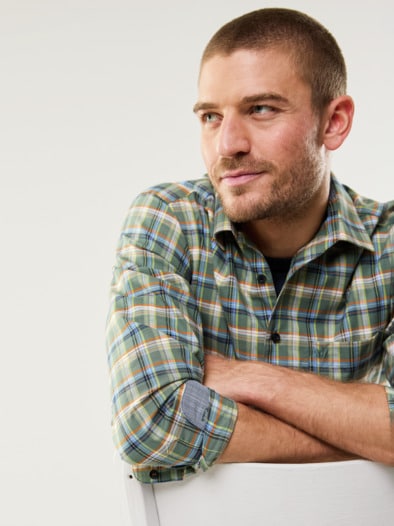 Easycare-Hemd Vier Jahreszeiten Karo Oliv