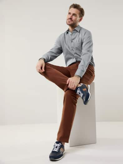 Extraglatt-Hemd Walbusch-Kragen Gitterkaro Grau