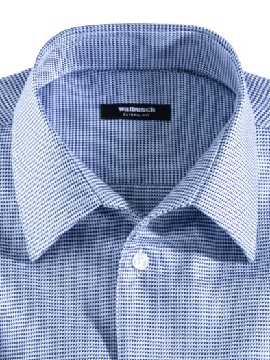 Extraglatt-Hemd Walbusch-Kragen Hahnentritt Blau