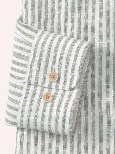 Pures Leinen Hemd Streifen Oliv