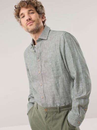 Pures Leinen Hemd Uni Schilf