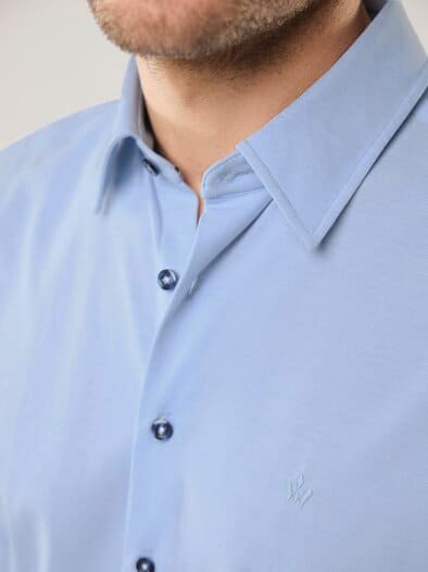 Comfort-Pique Hemd Bleu-Weiß