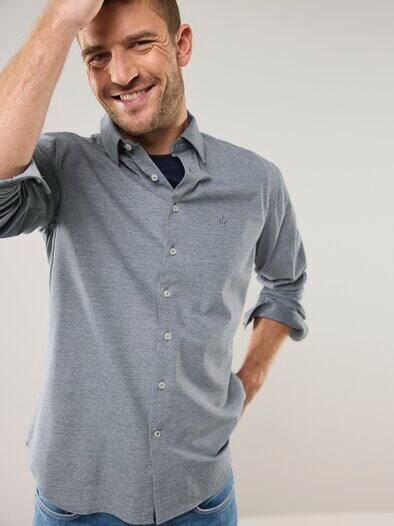 Comfort-Pique Hemd Weiß