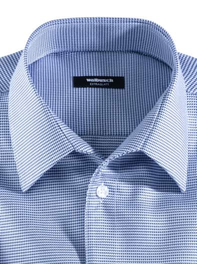Extraglatt-Hemd Walbusch-Kragen Hahnentr. Blau