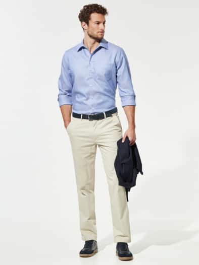 Extraglatt-Hemd Walbusch-Kragen Hahnentr. Blau