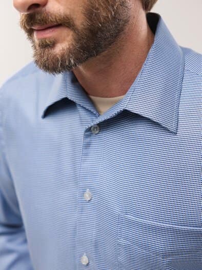 Extraglatt-Hemd Walbusch-Kragen Hahnentr. Blau