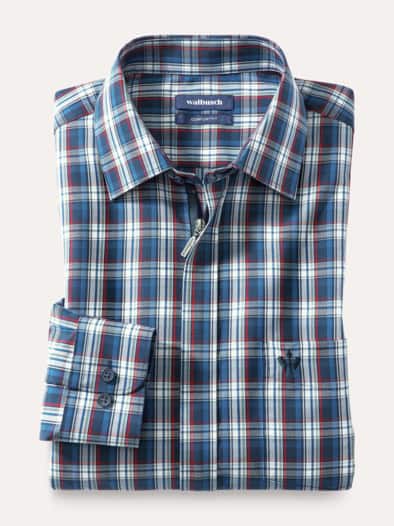 Extraglatt-Hemd Zip & Go Karo Blau