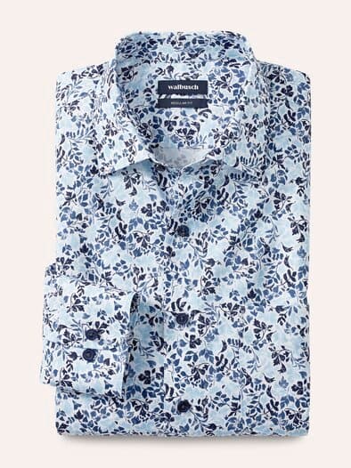 Extraglatt-Hemd Kent-Kragen Blätter Druck