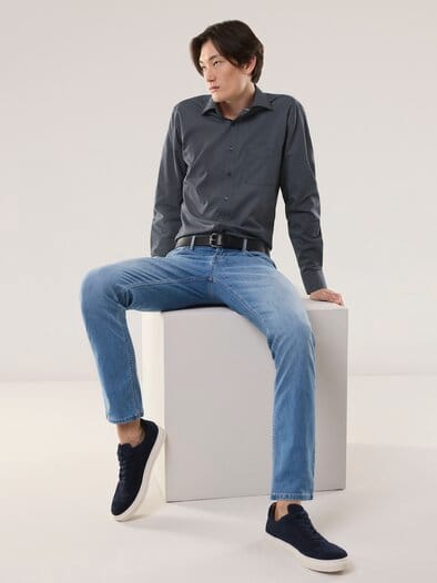 Extraglatt-Hemd Kent-Kragen Minimal Druck