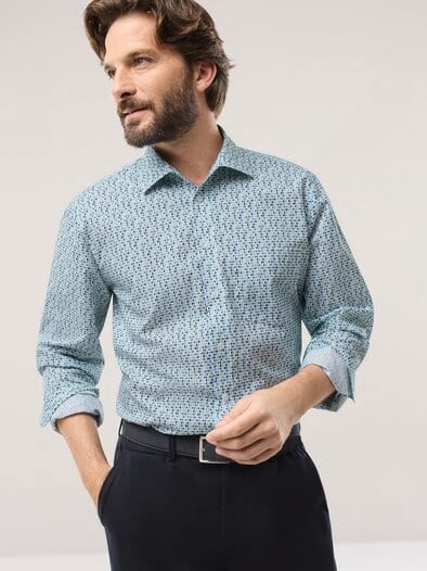 Extraglatt-Hemd Walbusch-Kragen Druck Kugel