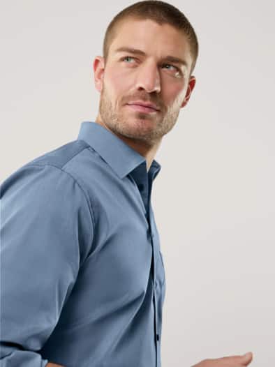 Extraglatt-Hemd Herbstlaub Uni Blau