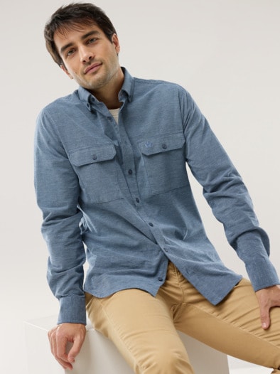 Soft-Cord Overshirt Blau