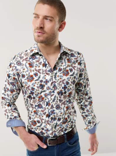 Softflanell-Hemd Druck Wollweiß