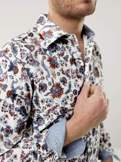 Softflanell-Hemd Druck Wollweiß