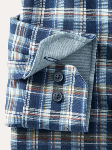 Softflanell-Hemd Fensterkaro Marine