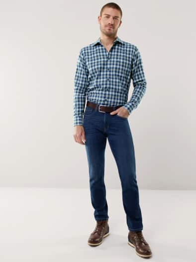 Softflanell-Hemd Fensterkaro Marine