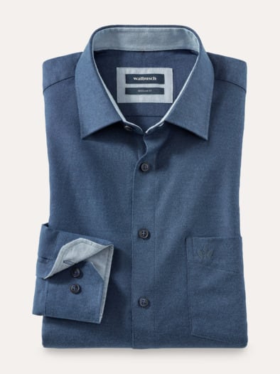 Softflanell-Hemd Uni Marine