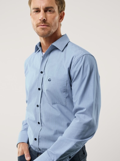 Extraglatt-Hemd Streifen Blau
