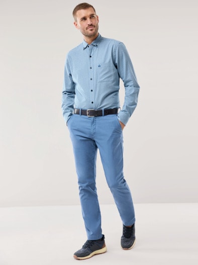 Cashmere-Mix-Hemd Vichy Blau