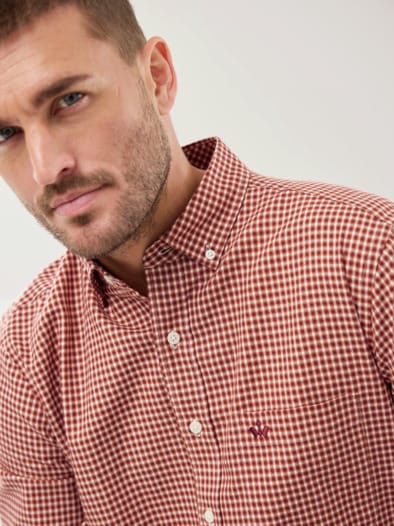 Cashmere-Mix-Hemd Vichy Bordeaux