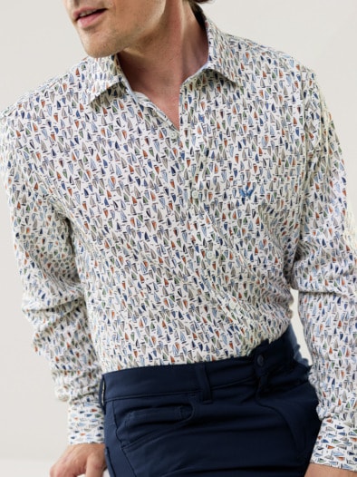 Extraglatt-Hemd Soft-Twill Druck Marine