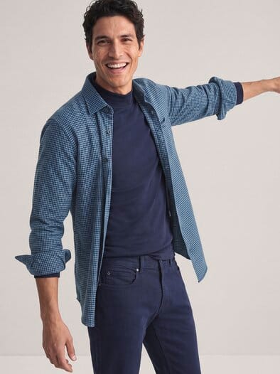Soft-Flanell Hemd mit Kent-Kragen Minikaro Marine
