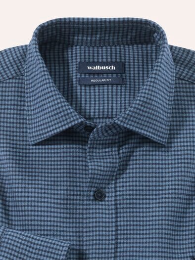 Soft-Flanell Hemd mit Kent-Kragen Minikaro Marine
