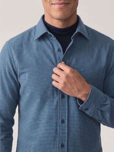 Soft-Flanell Hemd mit Kent-Kragen Minikaro Marine