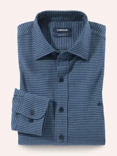 Soft-Flanell Hemd mit Kent-Kragen Minikaro Marine