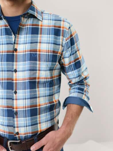 Softflanell-Hemd Karo Blau