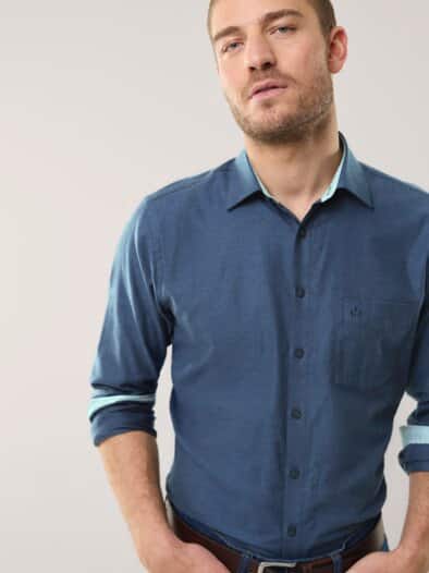 Softflanell-Hemd Uni Marine