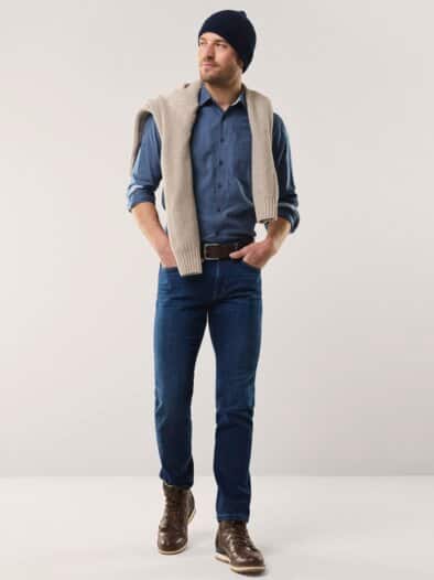 Softflanell-Hemd Uni Marine