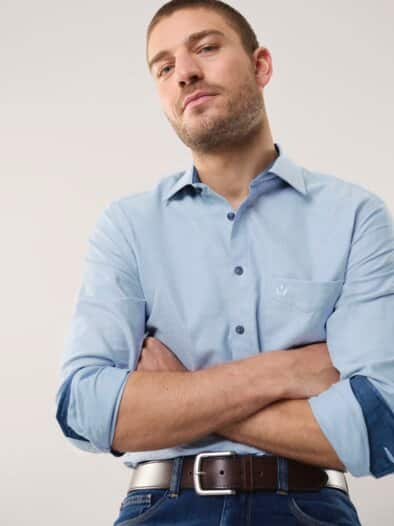 Softflanell-Hemd Uni Blau