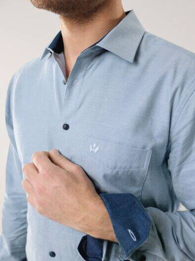 Softflanell-Hemd Uni Blau